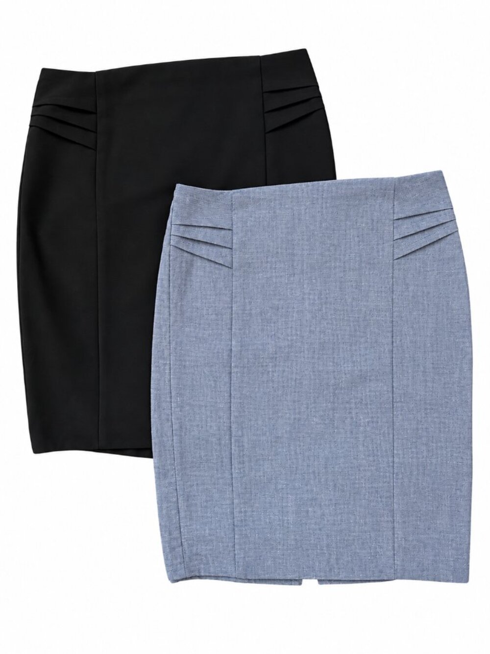 Lot of 2 Express Side Pleated Pencil Straight Skirts Black Denim Size 4